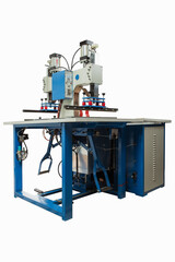 machine for gluing stretch ceiling material on a white background