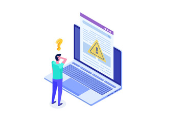 Malicious, suspicious hyperlinks concept. Isometric  Vector illustrations for banner, website, landing page, flyer.