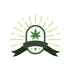 Cannabis leaf logo design template vector. Logotype for CBD oil marijuana label