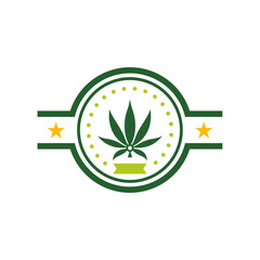 Cannabis leaf logo design template vector. Logotype for CBD oil marijuana label