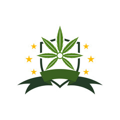 Cannabis leaf logo design template vector. Logotype for CBD oil marijuana label