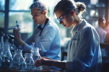 the image shows people working in a laboratory