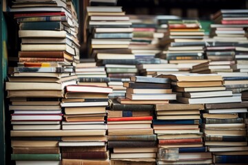 Book stack bookshop group. Generate Ai