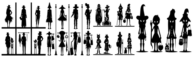 silhouettes of  Halloween vector white background 