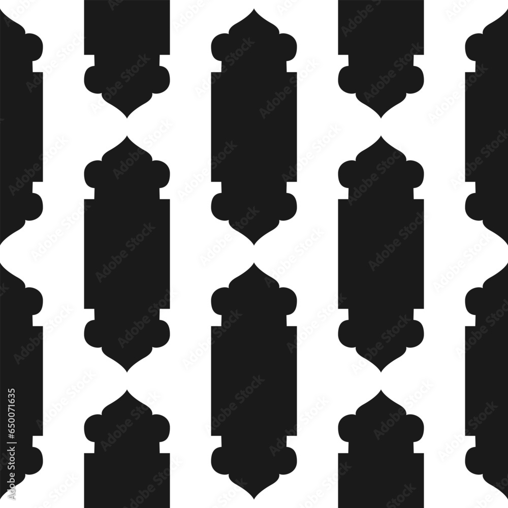 Poster black and white background with abstract geometric shapes. seamless pattern with islamic shapes. vec