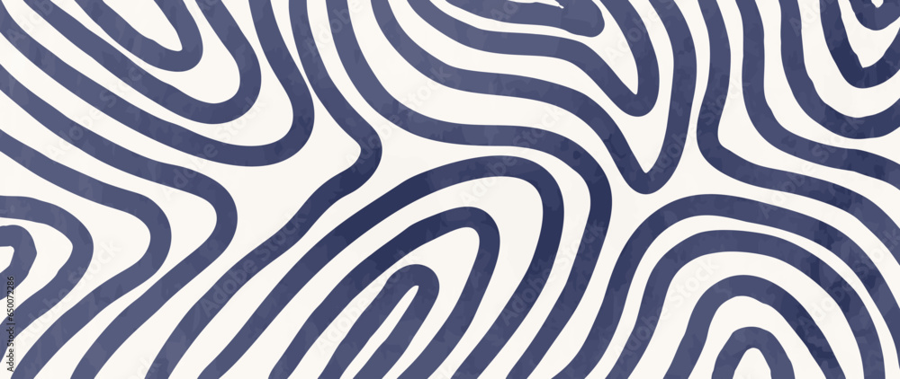 Wall mural hand drawn abstract line art background vector. wallpaper design with curve line art pattern with wa