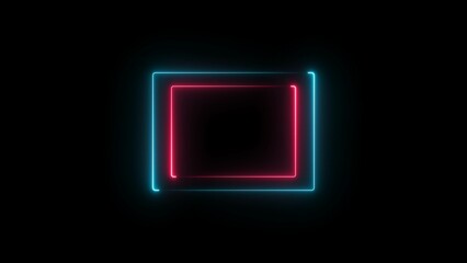 abstract glowing neon rectangle frame illustration background 4k