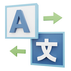 3d translate icon illustration with isolated design