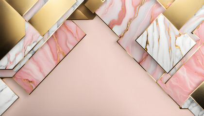 Close up abstract marble pattern on surface in pink color and golden marble stone floor texture...