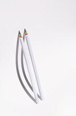 Lead pencils in hard light. Stationery creative arranging.