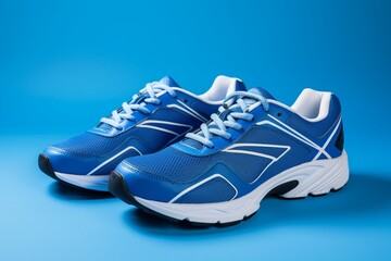 Pair of blue running shoes, Sport concept. 