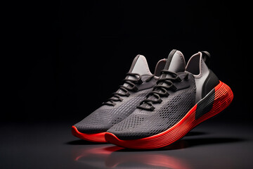 Pair of black running shoes, Sport concept. 