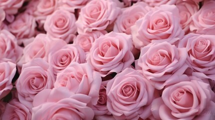 A bunch of pink roses that are on display