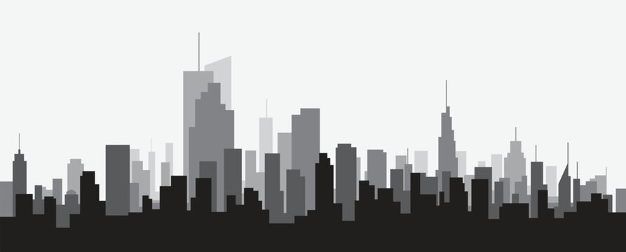 Modern City Skyline on white background. Real estate business concept.