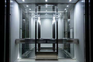 Contemporary lift, doors ajar. Generative AI