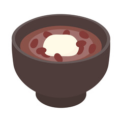 お汁粉。フラットなベクターイラスト。
Shiruko: sweet red-bean soup with mochi. Flat designed vector illustration.