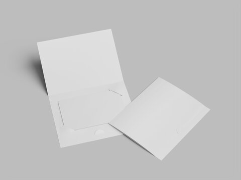 White Blank Isometric Gift Card Holder 3D Render Mockup