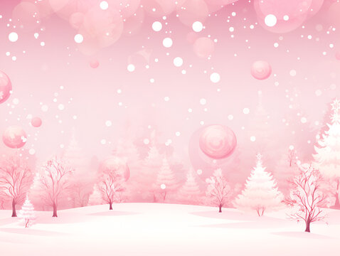 Soft pink winter wonderland Christmas background 