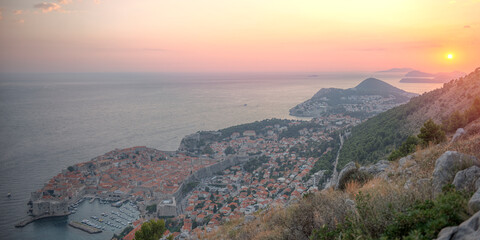 Beautiful sunset in Dubrovnik, Croatia