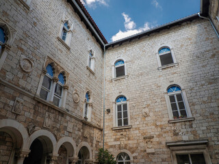 Fototapeta na wymiar Loggia of Trogir medieval town in Dalmatia Croatia UNESCO World Heritage Site Old city and building detail