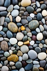 Top view shot of summer beach full of pebbles