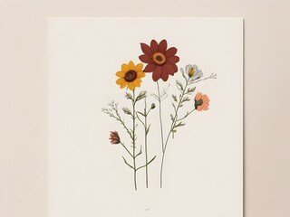 A Vibrant Minimalist Drawing of Flowers