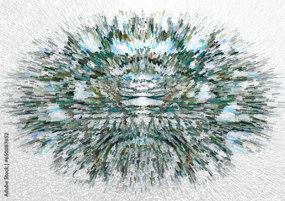Aufkleber pale green and grey exploding pattern on a white background