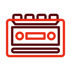 Cassette Recorder Thick Line Two Colors Icon Design