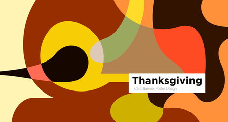 Thanksgiving and autumn greeting card and banner background design template in orange colors