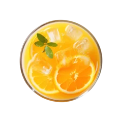 Foto op Plexiglas glass of cold orange juice with ice isolated on transparent background Remove png, Clipping Path © Vector Nazmul