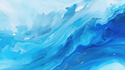 Fotobehang Abstract art blue paint background with liquid fluid grunge texture. © Oulailux