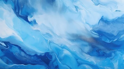 Foto op Plexiglas Abstract art blue paint background with liquid fluid grunge texture. © Oulailux