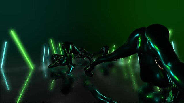 Light show. Dancing girl. Flexibility. Lots of dancers.