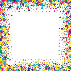 Falling letters of English language. Vivid flying words of Latin alphabet. Foreign languages study concept. Decent back to school banner on white background.