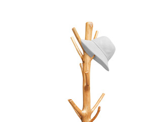 White hat hanging on a hanger pole isolated PNG transparent