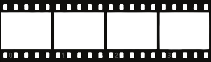 Sezione di bobina cinematografica o pellicola fotografica in bianco e nero, in stile vintage - obrazy, fototapety, plakaty