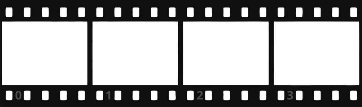Sezione di bobina cinematografica o pellicola fotografica in bianco e nero, in stile vintage