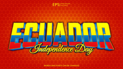 ecuador editable text effect with ecuador flag pattern suitable for poster design about holiday, Feast day or ecuador independence day moment