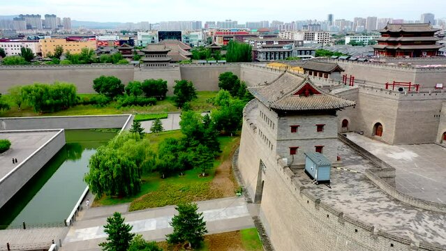 Aerial photography of the ancient city of Datong, Shanxi Province, China,
