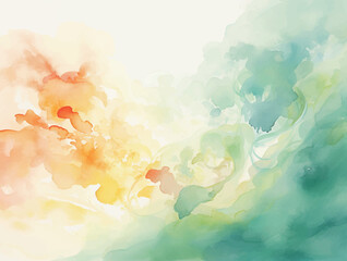 Obraz na płótnie Canvas Watercolor illustration, religion, paradise landscape, clouds, sky