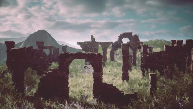 Ruined castle standing tall on rocky hillsides