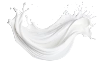 Küchenrückwand glas motiv White milk wave splash with splatters and drops high speed photography cut out transparent isolated on white background ,PNG file ,artwork graphic design illustration. © HappyTime 17