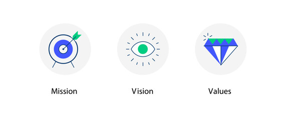 Design a vector icon representing the mission, vision, and values of the organization.
