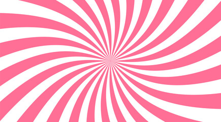 Ice cream swirl pattern, strawberry milk twist candy background. Vector spiral texture of pink and white wavy lines. Sweet fruit ice cream, lollipop candy or yogurt radial pattern, retro background
