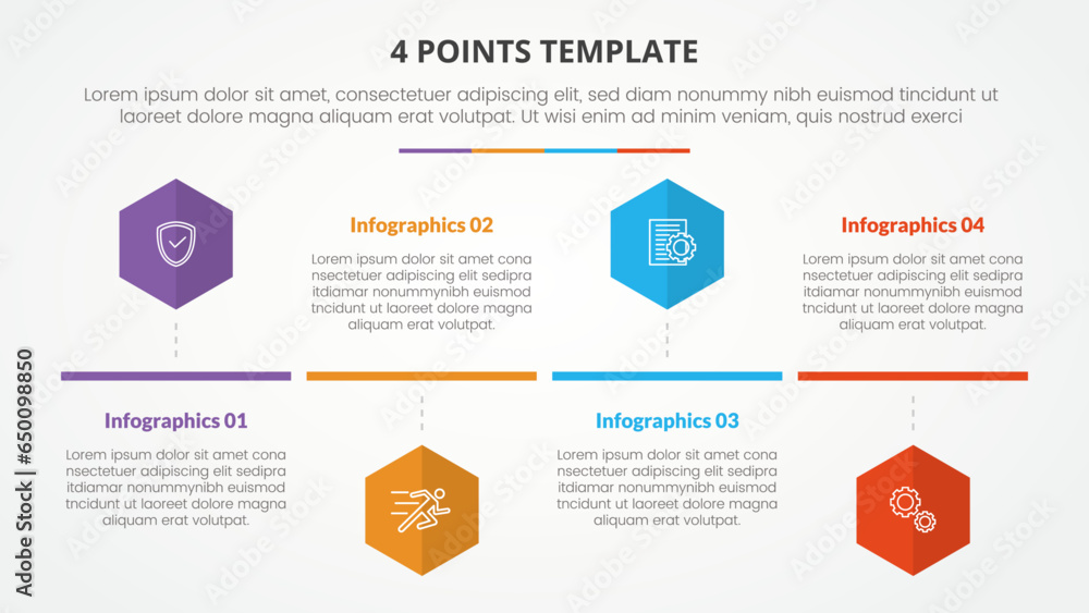 Aufkleber 4 points stage template infographic concept for slide presentation with honeycomb shape timeline sty