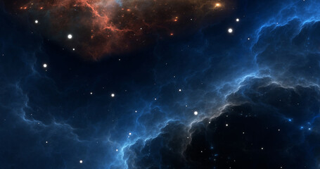 Fantasy space nebula. Giant interstellar cloud with stars - obrazy, fototapety, plakaty