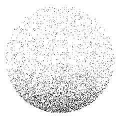 Dotwork noise gradient circle. Sand grain effect. Black noise stipple dots pattern. Abstract grunge...