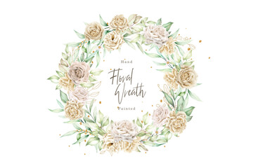 watercolor white roses wreath illustration