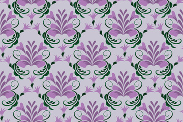 The pattern of beautiful floral motifs is seamless, neatly arranged without being continuous
