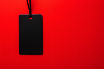 Attention-Grabbing Black Friday Concept: Empty Price Tag Template on Red Background